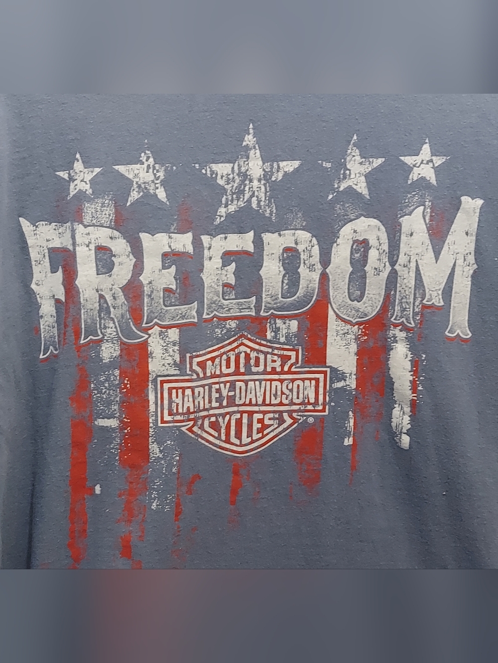 Harley Davidson T Shirt Mens 2XL American Flag Made In Usa Stars Stripes Freedom